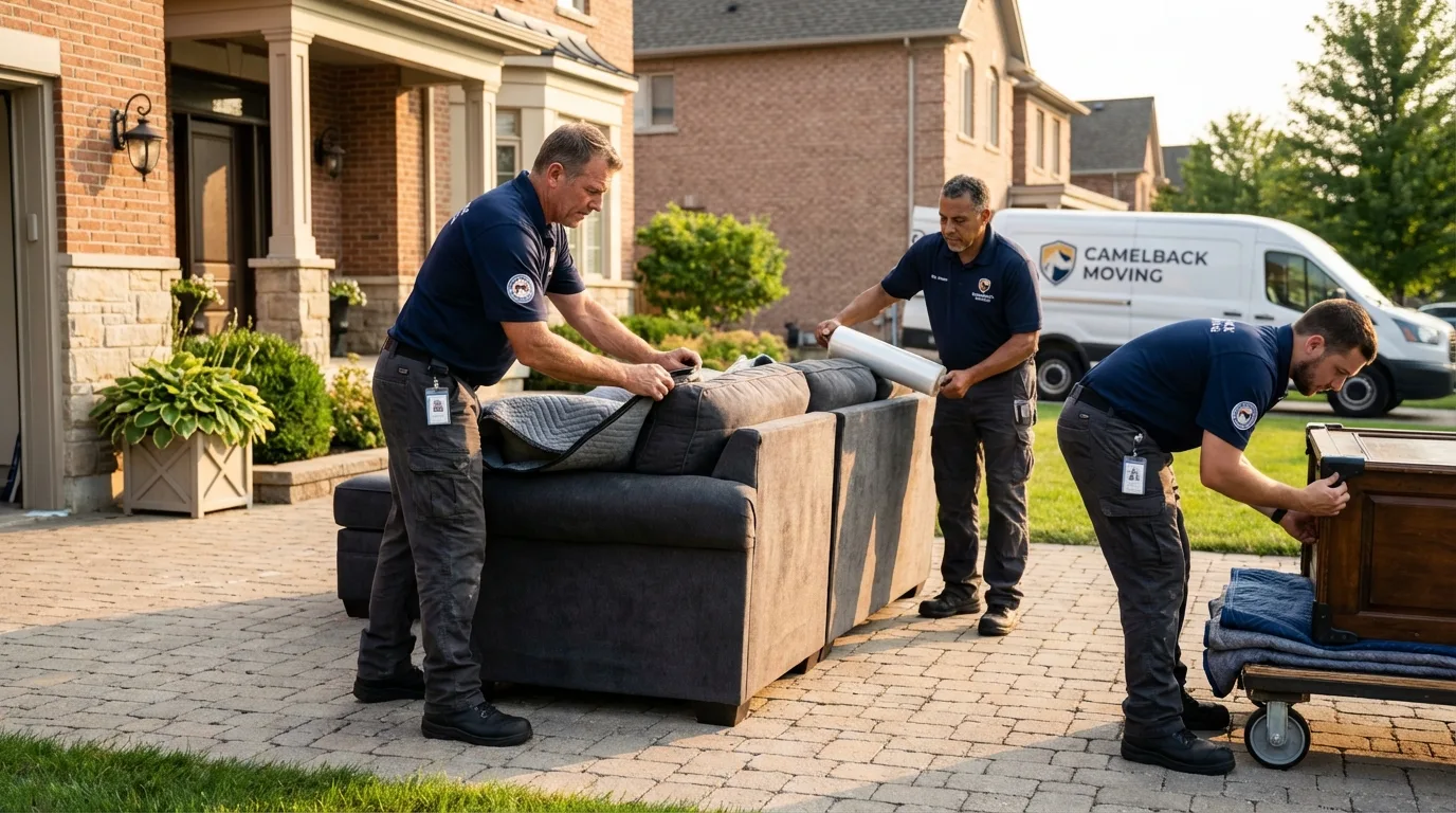 Large estate moving crew wrapping furniture in Marienville, PA